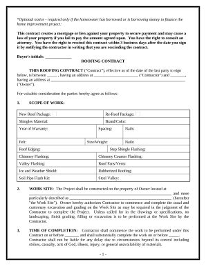 Roofing Contract - Blank Fillable Template | Fill Out, Print & Download ...