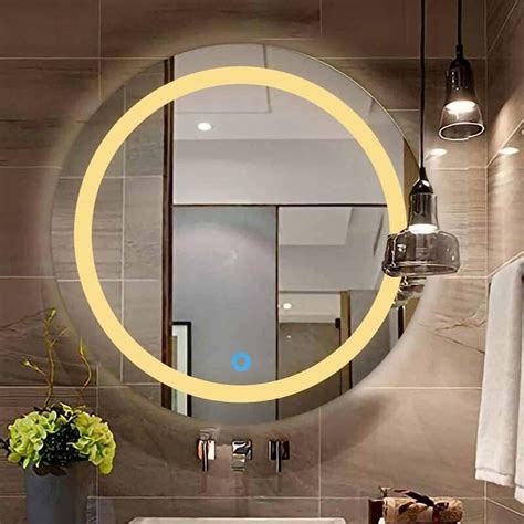 MALLIK DESIGN Warm White Round Led Bathroom Mirror Smart Makeup Light ...