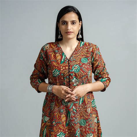 Buy Kalamkari Printed Cotton Flared Kurta Online at iTokri.com – iTokri ...