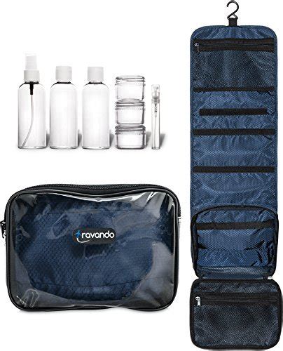 Buy TRAVANDO Hanging Toiletry Bag"FLEXI" + 7 Containers for Liquids ...