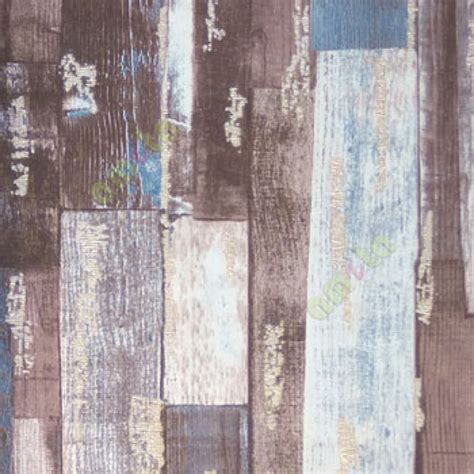 Natural wooden finished blue beige brown gold color timber plank look ...