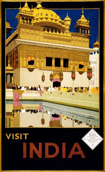 Golden Temple Amritsar - Visit India - 1930s Vintage Travel Poster ...
