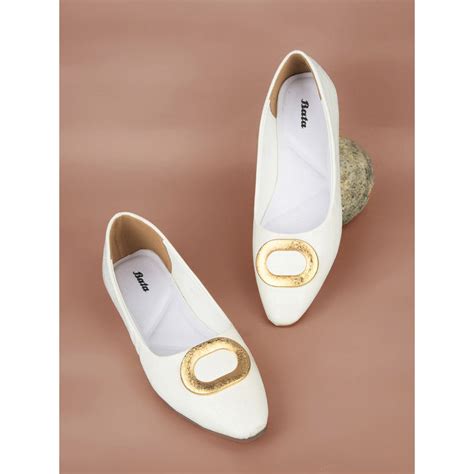 Buy Bata Women Casual Pointed Toe Ballerinas Ivory Online