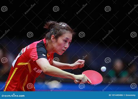 HAN Ying from Germany Backhand Editorial Photo - Image of ettc, tennis ...
