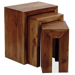 IndianHub Nest of 3 Tables (Brown) : Amazon.in: Home & Kitchen