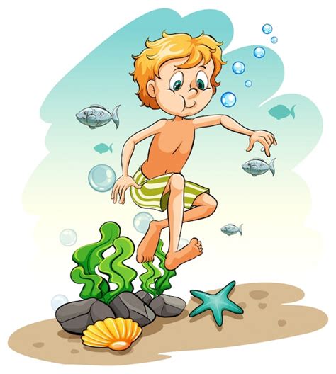 Boy under the sea | Free Vector