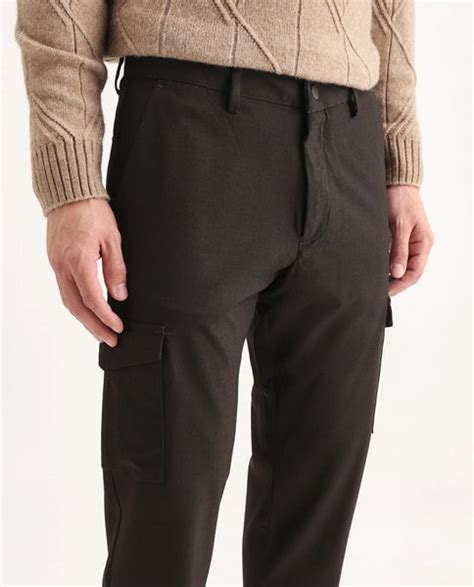 Rare Rabbit Men's Traco Dark Brown Cotton Plain Regular Fit Trouser