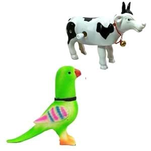 TOYSFAST® (Green Parrot Toy + Cow Toy for Kids) Moving Toy for Children ...