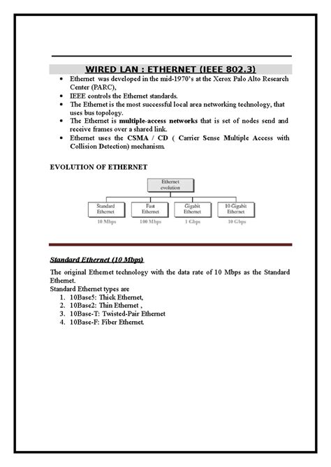 Ethernet Notes: Understanding WIRED LAN & 802.3 Standards - Studocu