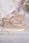 Buy Rose Gold Crystals, Cut Work, Sequins Embellished Wedges by House ...