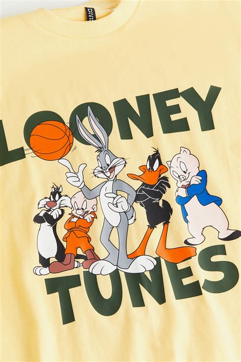 Oversized printed T-shirt - Yellow/Looney Tunes - Ladies | H&M IN