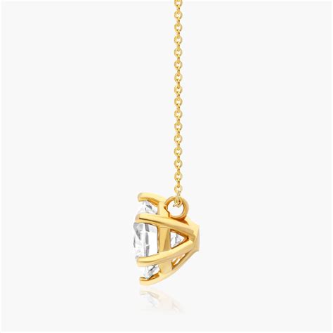 14K Yellow Gold Six Prong Wire Basket Diamond Pendant (0.25 CTW - H-I ...