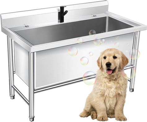 47.2Inch Dog Grooming Tub,Professional Stainless Steel Wash Shower Sink ...
