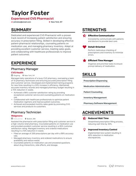 5 CVS Pharmacist Resume Examples & Guide for 2023