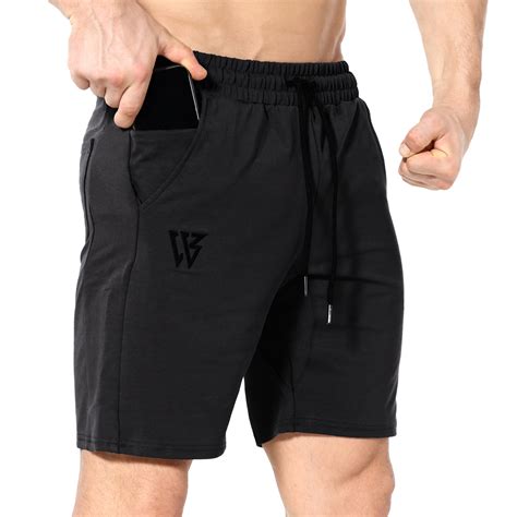 BROKIG Men's Gym Workout Shorts, Hidden Zip Cotton Athletic Shorts with ...