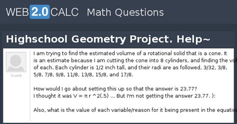 View question - Highschool Geometry Project. Help~