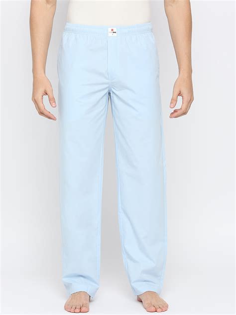 Men Premium Blue Cotton Printed Pyjama - Underjeans By Spykar