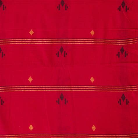 Pure Cotton Handloom Red Design Motif Woven Fabric – Sanskruti