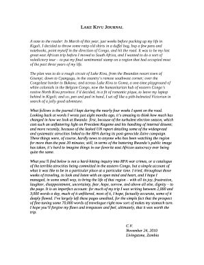 Lake Kivu Journal Doc Template | pdfFiller