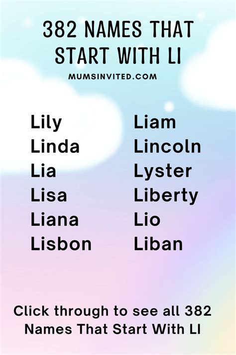 Top 382 Names That Start With LI (For Boys and Girls) - Mums Invited