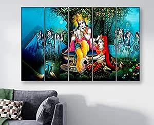 SAF paintings Set of 5 Radha Krishna religious modern art 6MM MDF large ...