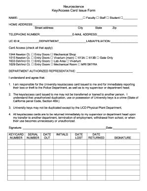 Key/Access Card Issue Form - Fill and Sign Printable Template Online
