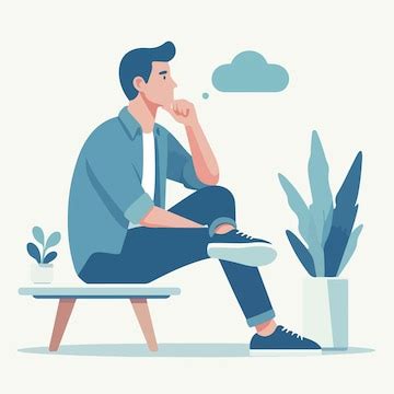 Vector of people sitting and thinking in flat design style | Premium AI ...
