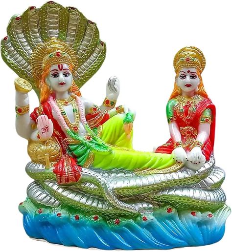 Buy KRISHNAGALLERY 1 Marble Dust Lord Vishnu Laxmi Murti Statue Vishnu ...