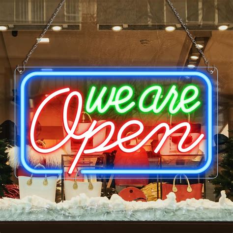 Amazon.com : Neon We Are Open Signs for Business, 16.5''x 9'' Open Sign ...