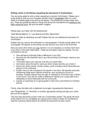 Fillable Online Writing a letter to the Bishop requesting the Sacrament ...