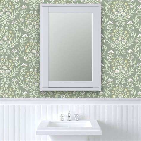 Buy Commercial Grade Wallpaper Swatch - Green Flowers Floral Plants ...