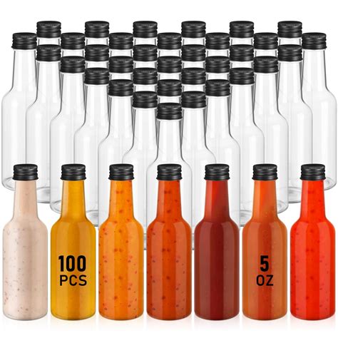 Amazon.com: Zubebe 100 Pcs Hot Sauce Bottles Small Plastic Clear Woozy ...