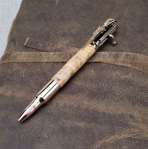 Bolt Action Rifle Pen - Burled Box Elder Wood - 24K Gold - Etsy
