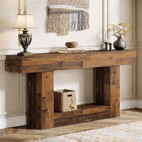 Farmhouse Console Table & Rustic Console Table-Tribesigns