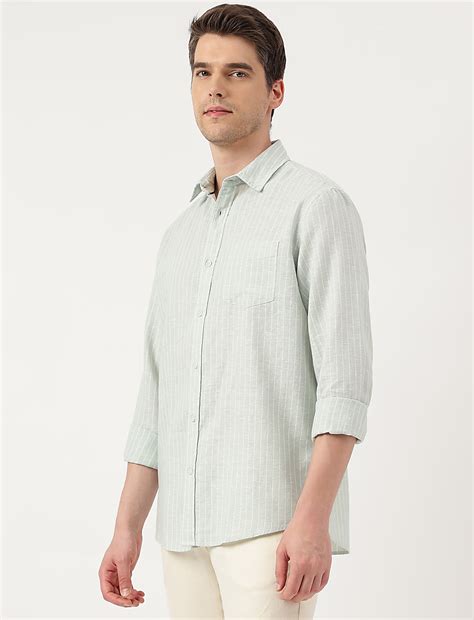 Buy Linen Blend Striped Spread Collar Shirt at Marks & Spencer