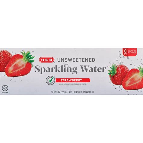 H-E-B Unsweetened Strawberry Sparkling Water 12 pk Cans - Shop Water at ...