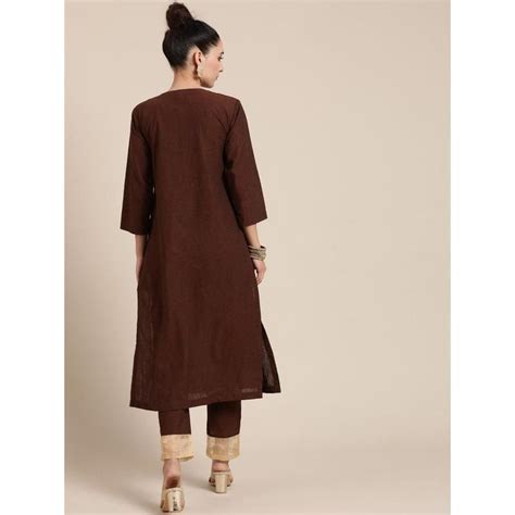 Mukaish Kurta Set - Brown – Charkha Tales