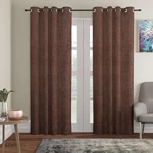 Buy STITCHNEST Premium Chenille Semi Blackout Curtains for Door | Brown ...