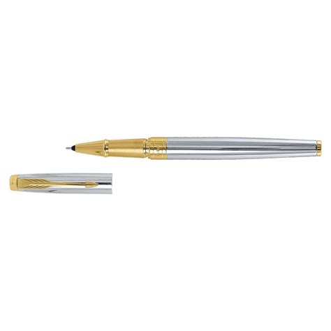 Parker Aster Shiny Chrome Gold Trim Roller Ball Pen – SATYAM STATIONERS