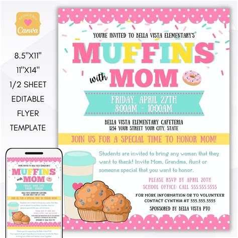 Colorful Muffins with Mom Flyers Set – Simple Desert Designs