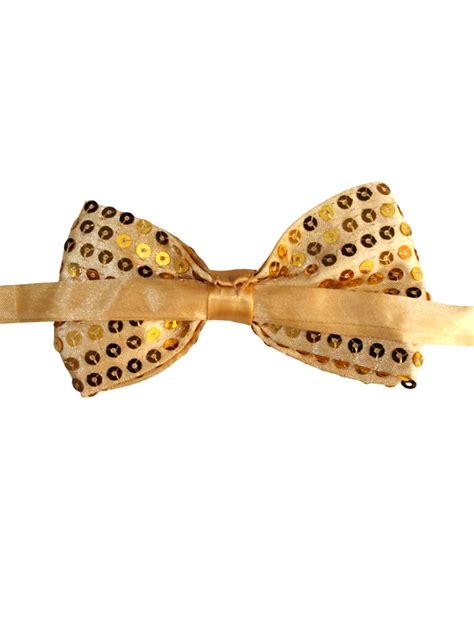 Golden Sequin Bow Tie - Adjustable Glitter Bow for Fancy Dress, Party ...