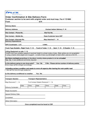 Fillable Online Order Confirmation Site Delivery Form - iplexcomau Fax ...