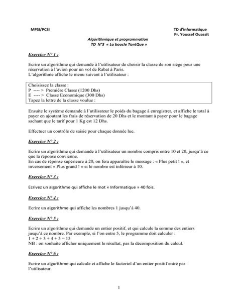Image result for Algorithme Tableau Exercice Corrige