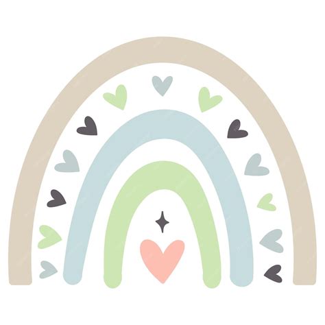 Ein Regenbogen mit Herzen und dem Wort Liebe darauf | Premium Vektor