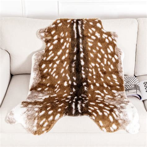 Amazon.com: Faux Cowhide Rug Animal Print Area Rug Deer Hide Rug Sika ...