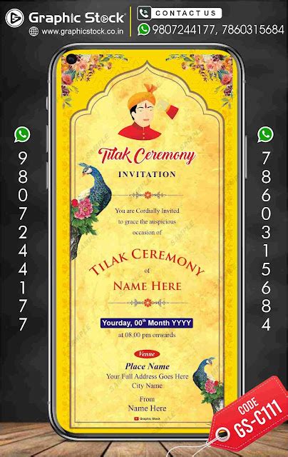 Tilak Ceremony Card