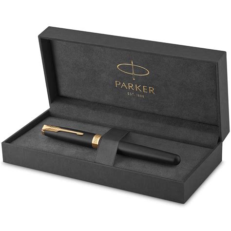 Buy PARKER Sonnet Fountain Pen, Matte Black Lacquer with Gold Trim ...