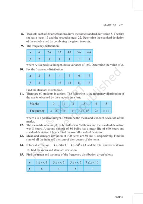 NCERT Exemplar Class 11 Maths Chapter 15 - Statistics