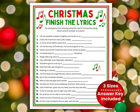 Christmas finish the lyrics game christmas song game christmas song ...