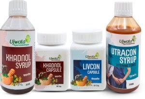 UJWALA AYURVEDASHRAM Khadnol+Utracon Syrup & Khadnol+Livcon Capsule ...